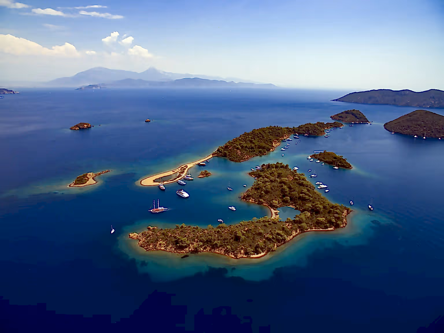 View of Göcek Yassıca Islands and the blue sea